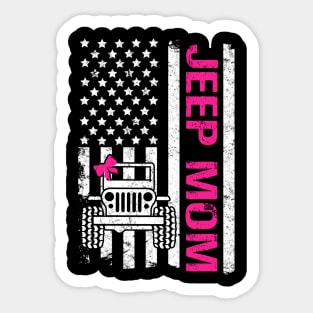 Jeep Mom American Flag Cute Jeep Ribbon Jeeps Lover Sticker